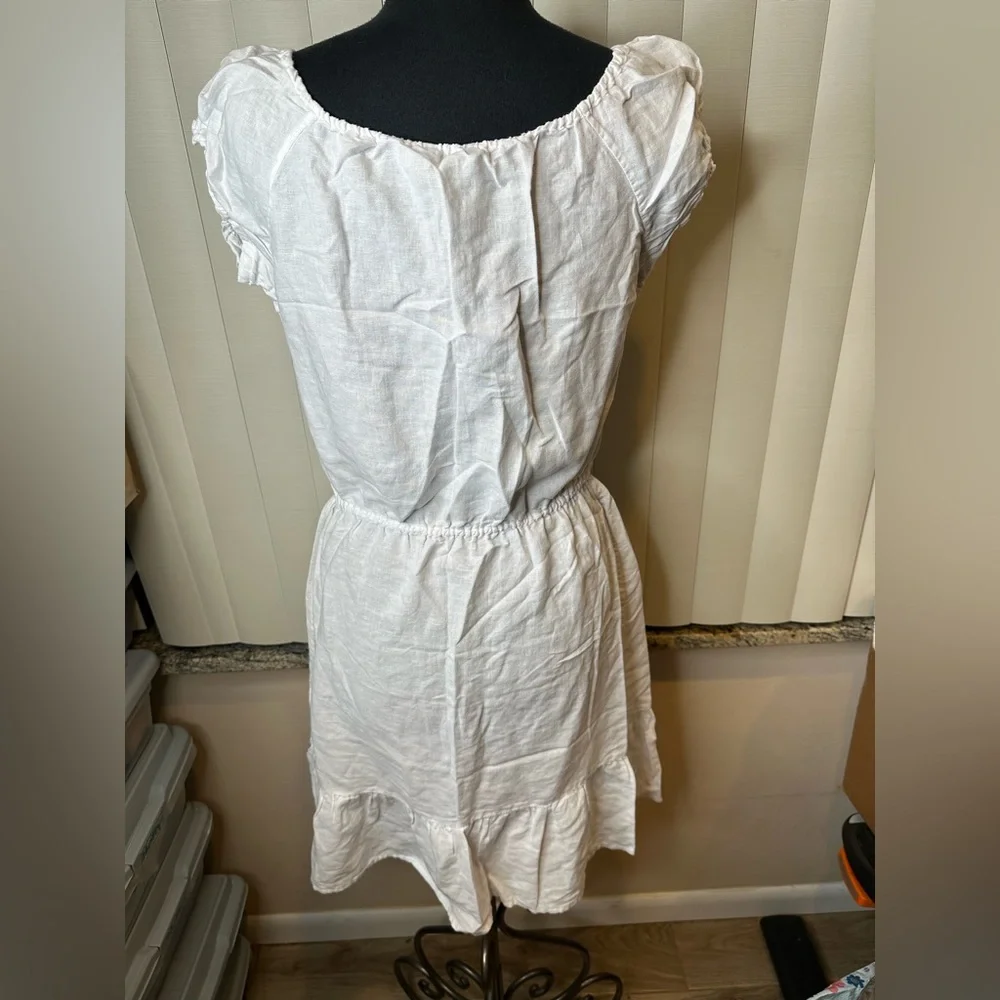J. Crew White Linen Tiered Blend Sundress Dress Size Medium